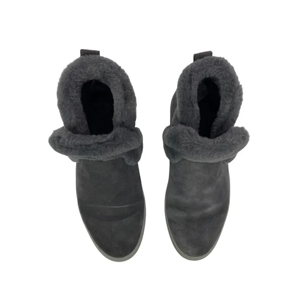 COUGAR Womens Duffy Faux Fur Trim Waterproof Gray Suede Ankle Sneakers Bootie 7